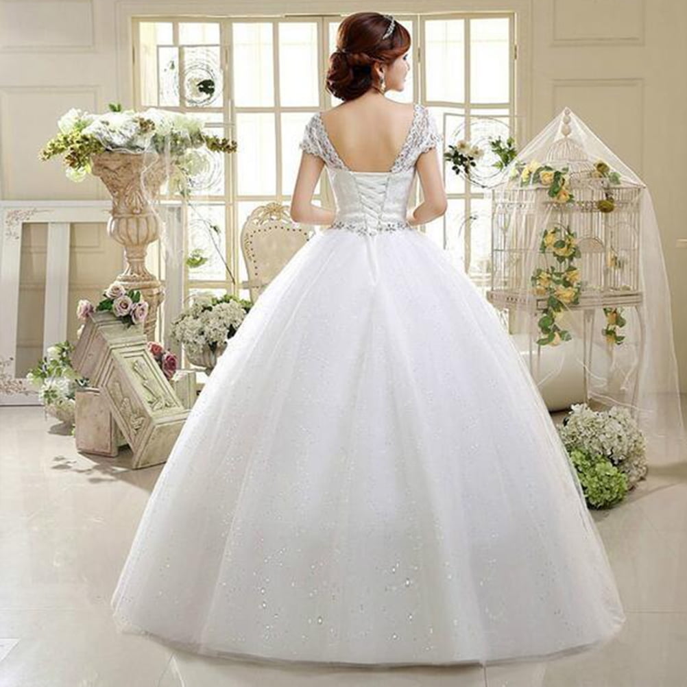 Wedding Dress Long Sleeve Ball Gowns Pearls Custom Made Elegant White Tulle  With Train Luxury Bridal Gowns Gorgeous robe de mari - AliExpress